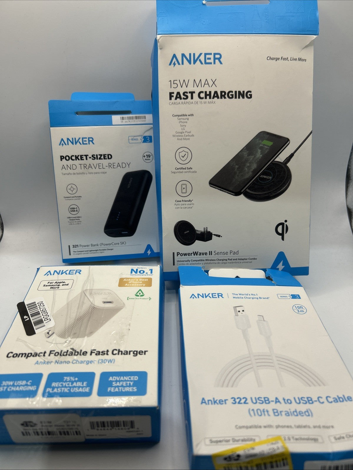 Lot of Open Box Anker Charging Products - 4 Units - Wireless Charger, Power Bank