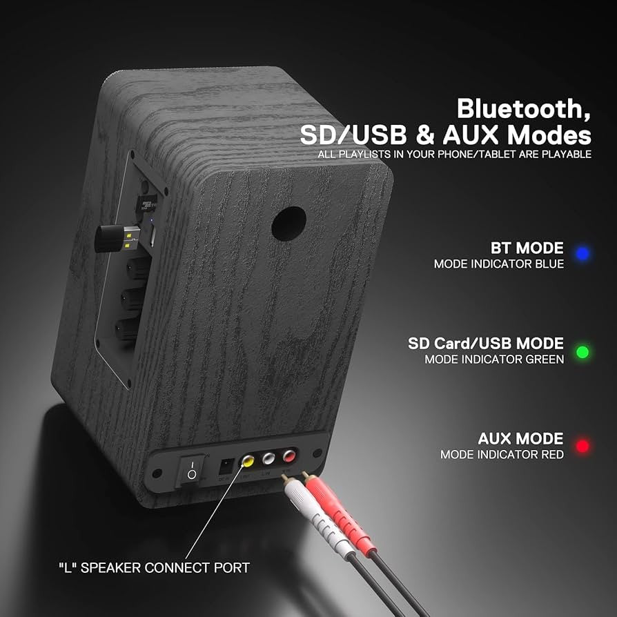 Insignia NS-HBTSS116 Powered Bluetooth Bookshelf Speakers Pair, Black