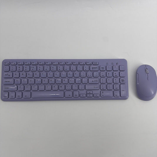 Superbcco Keyboard Mouse Combo Cordless Lavender/Purple 2.4Ghz