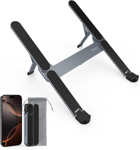 ã€Ultra Compactã€‘SODI Foldable & Portable Laptop Stand for Desk, Lightweight
