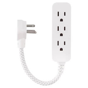Philips 3-Outlet Surge Protector with 1 Ft. Extension Cord, Gray and White