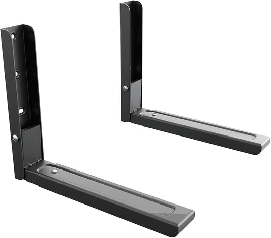 AVF Steel Universal Wall-Mounted Microwave Brackets in Black (Set of 2)