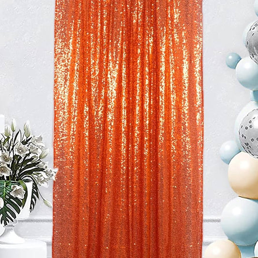 AMZLOKAE Sequin Backdrop 2FTx7FT Orange Shimmer Curtain Panel Photography