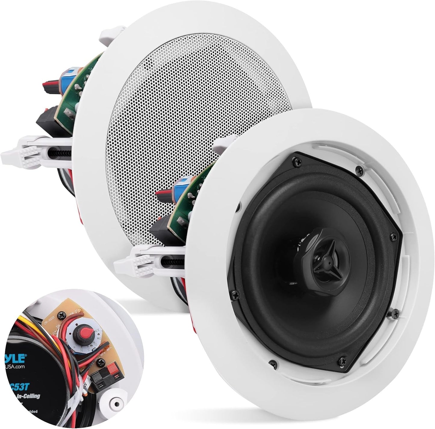 Pyle Ceiling and Wall Mount Speaker-6.5Ã¢â‚¬ï¿½ 2-Way 70V Audio Stereo Sound Sub