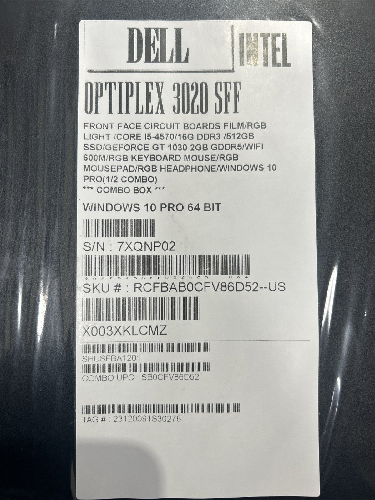 Dell Optiplex 3020 SFF Intel i5-4570 3.2 GHz 16 GB RAM 512GB HDD Windows 10 Pro