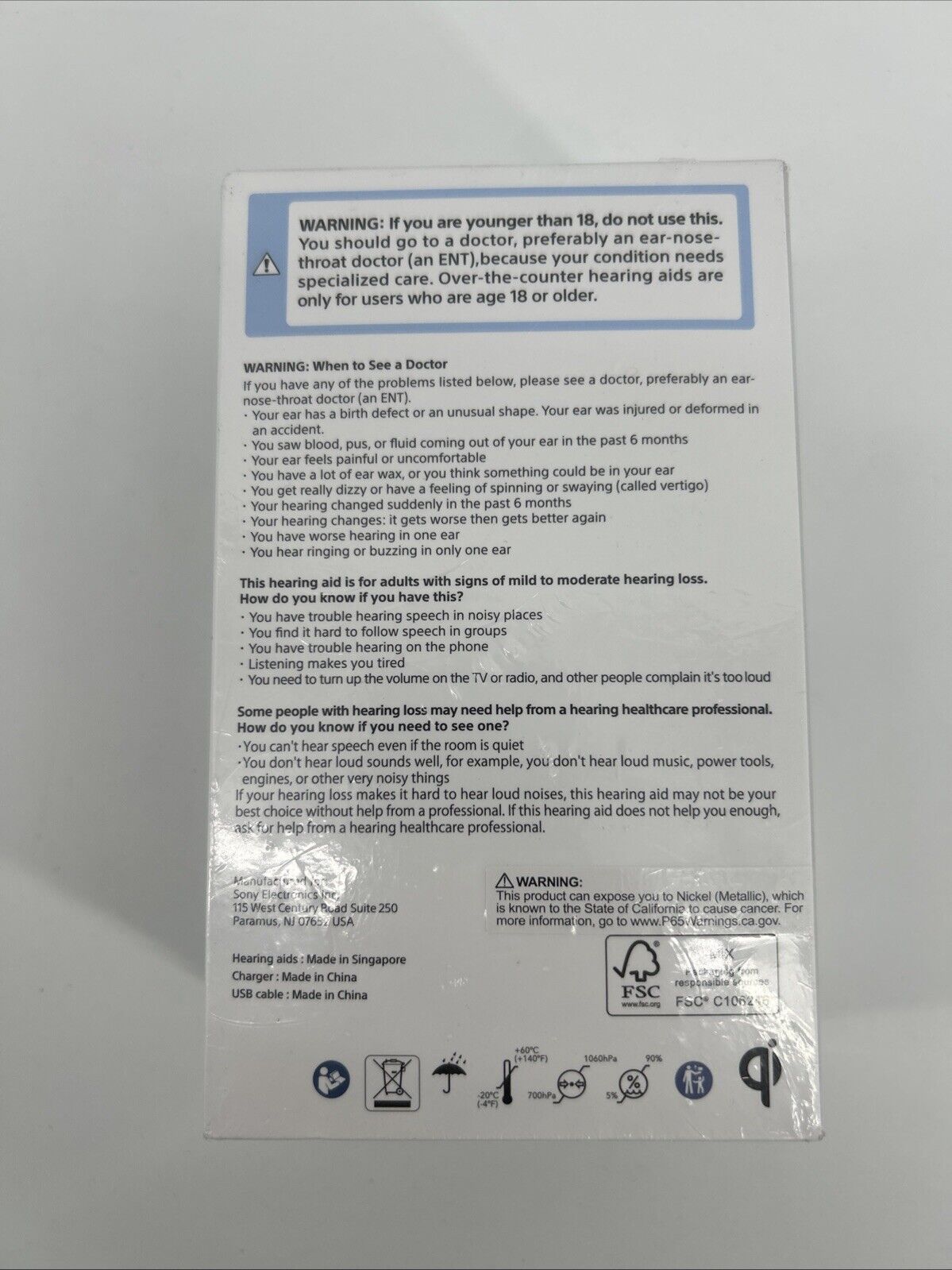 Sony CRE-C20 Self-Fitting OTC Hearing Aids - FDA Approved - Factory Sealed