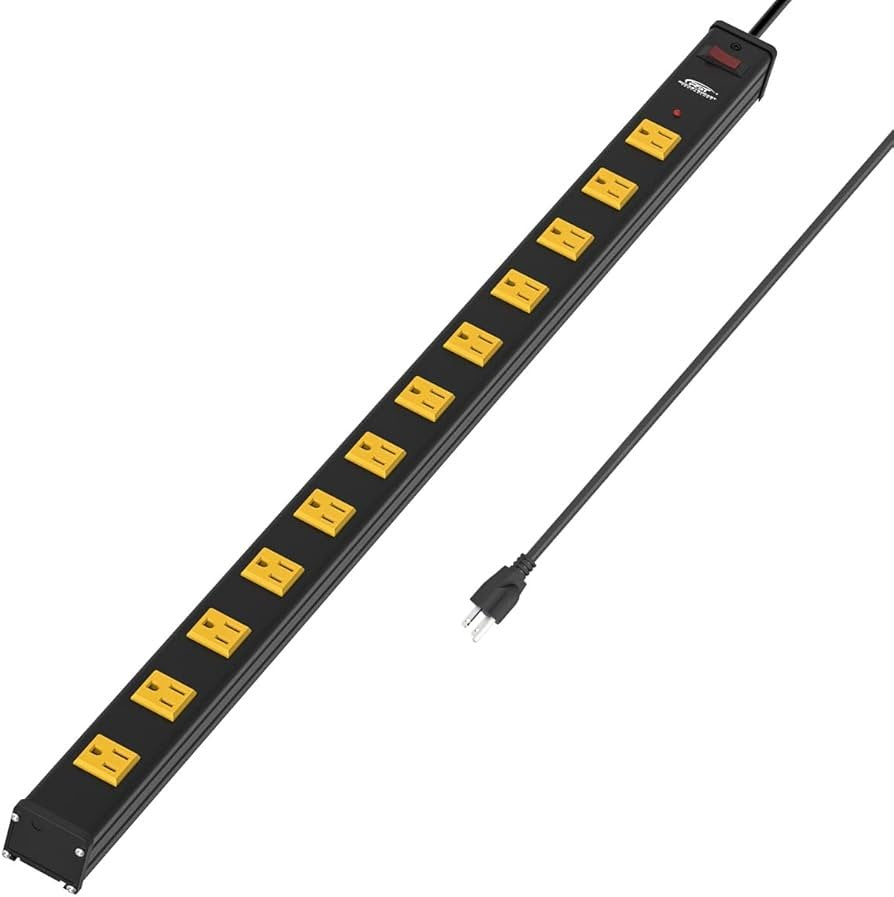 Long Power Strip, 12-Outlet Heavy Duty Surge Protector Wall Mount Power Strip
