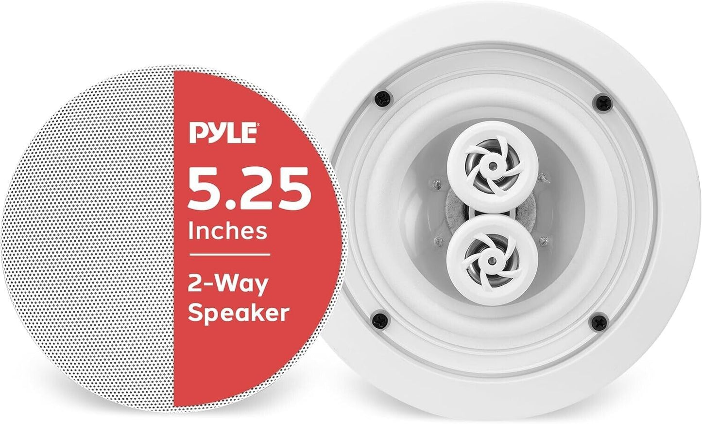Pyle 5.25" Ceiling Wall Mount Speakers - 2-Way Weatherproof Full Range Woofer Sp