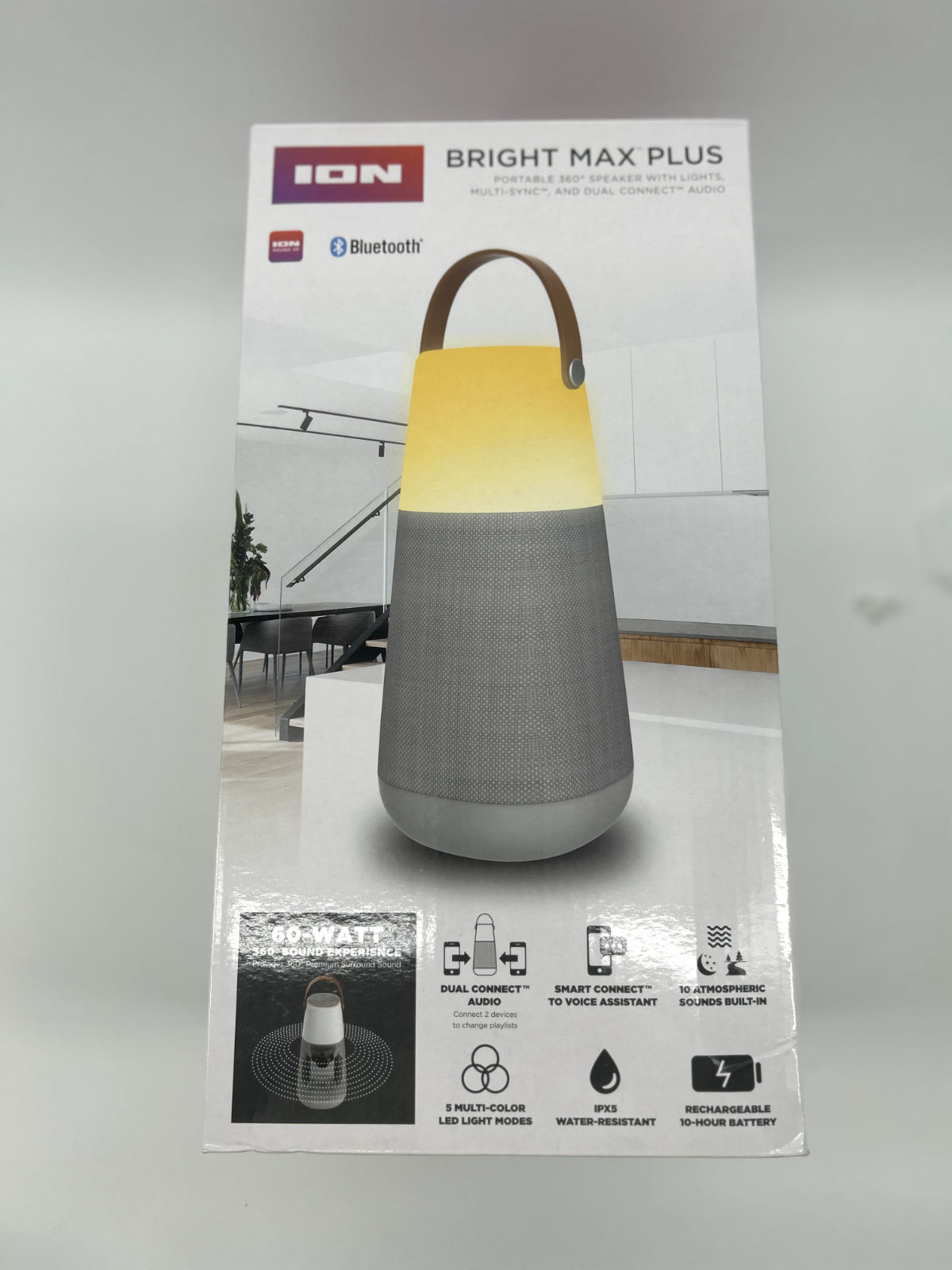 ION Audio Bright Max Indoor Outdoor 360 Sound Wireless Bluetooth Speaker White