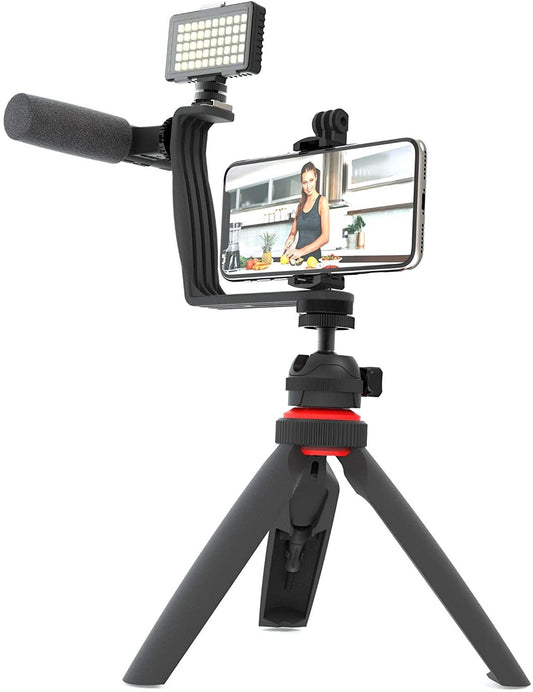Digipower - Content Maker Essential Vlogging Kit w/ Light, Microphone, Tripod
