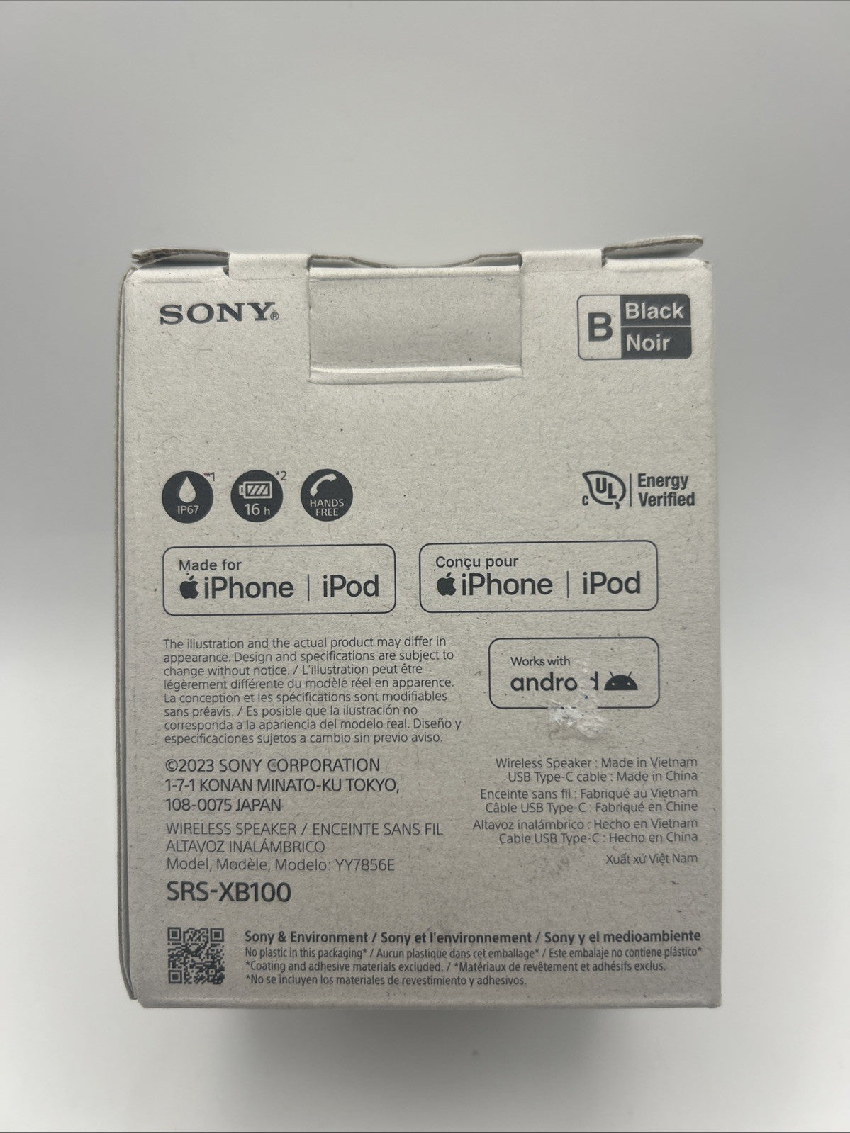 Sony SRS-XB100 Wireless Bluetooth Portable Compact Travel Speaker BLACK SRSXB100