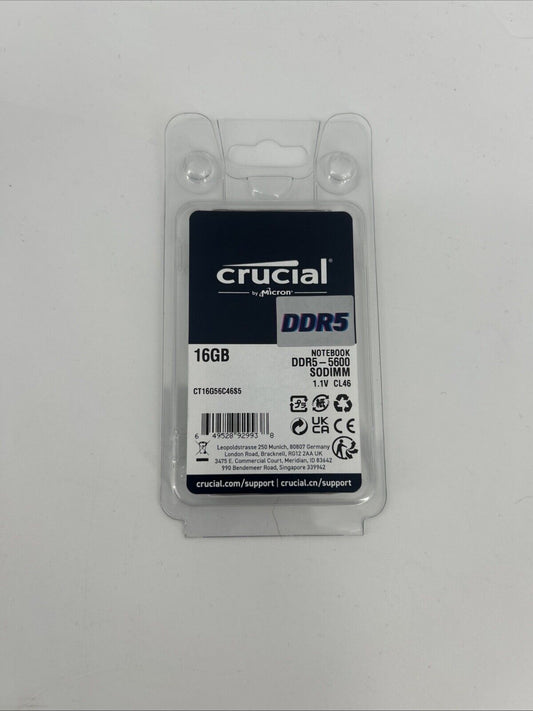 Crucial 16GB 262-Pin DDR5 SODIMM 5600 PC5-44800 Laptop Memory CT16G56C46S5