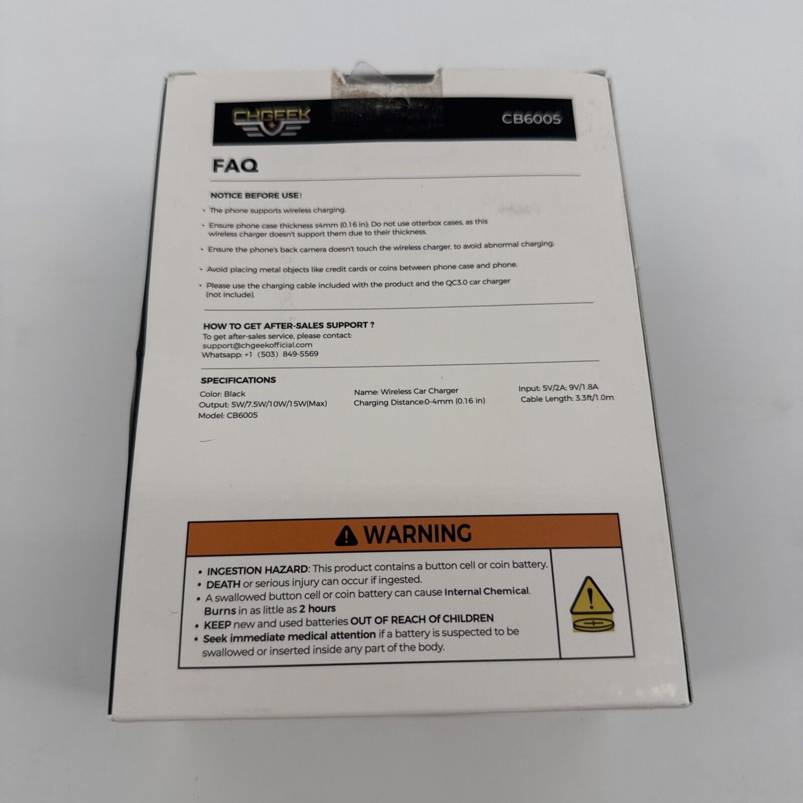 CHGeek Wireless Car Charger Phone Holder Mount, 15W Fast Charging Auto Black 