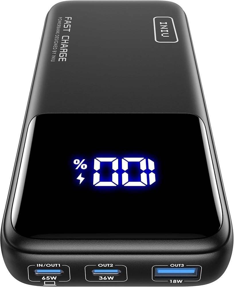 INIU Power Bank, 20000mAh 65W Compact USB C Laptop Portable Charger, PD QC Fast