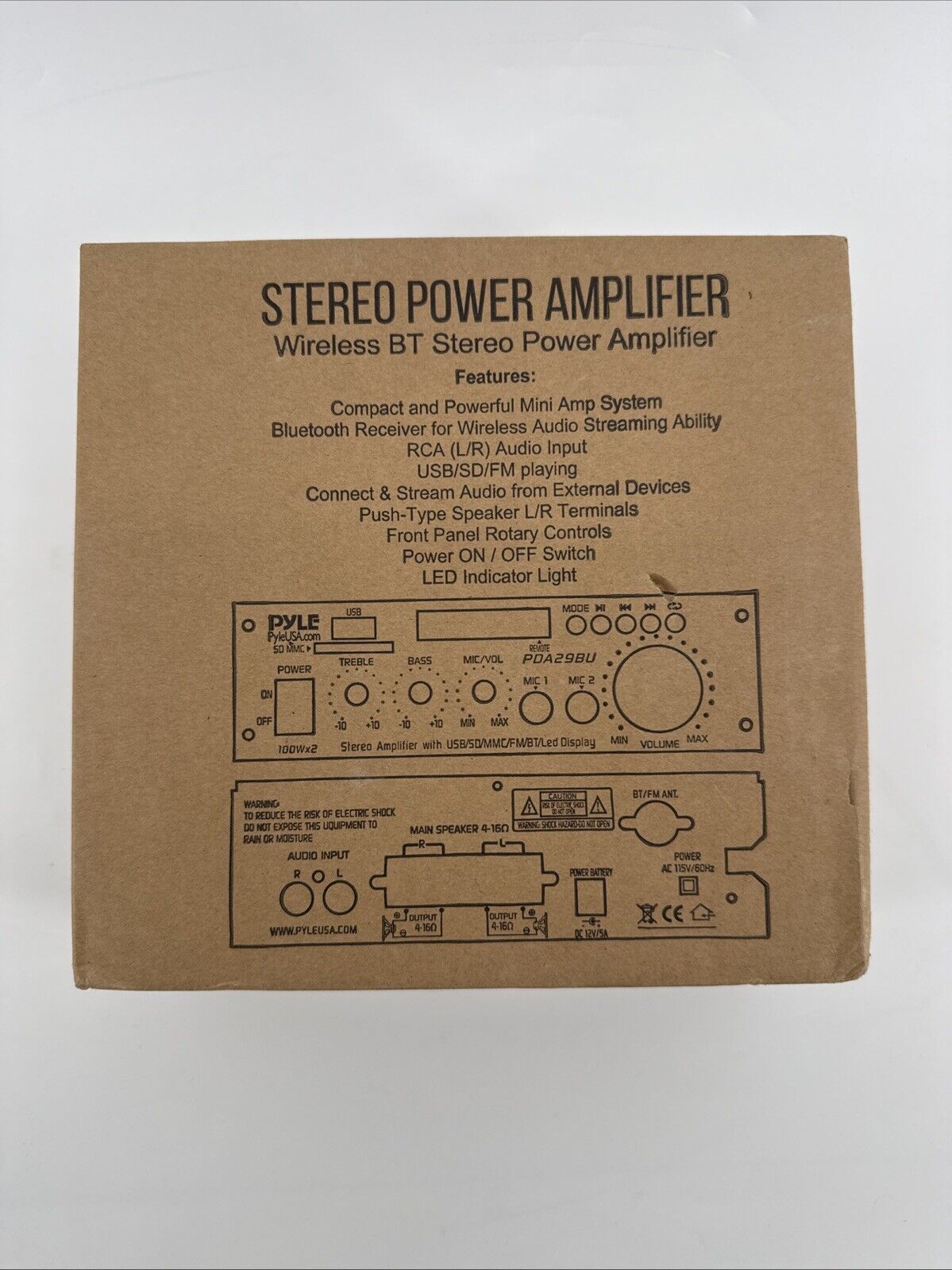 Pyle Wireless BT Stereo Power Amplifier-100WX2 Blue Series Compact and Audio