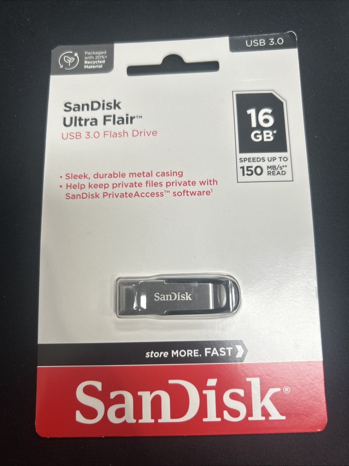 SanDisk Ultra Flair Flash Drive 16GB  USB 3.0 High-Speed Thumb Stick