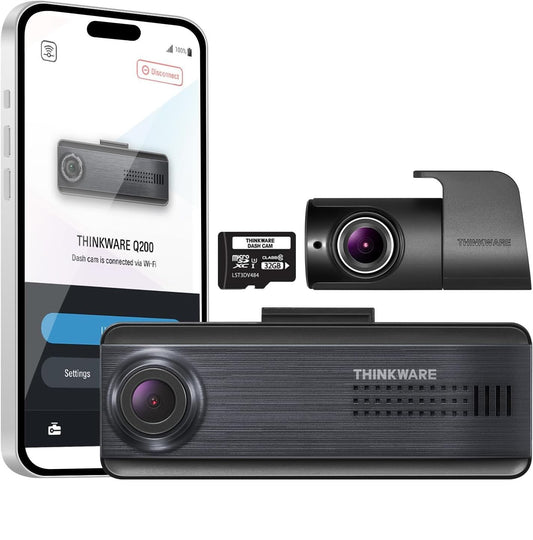 THINKWARE Q200 2CH Dash Cam 2K Front 1080P Rear Car Dashboard Camera, WiFi, WDR