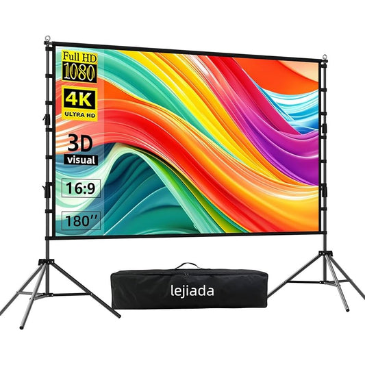 180 inch Projector Screen and Stand, 15FT Large Indoor Outdoor Movie Projection