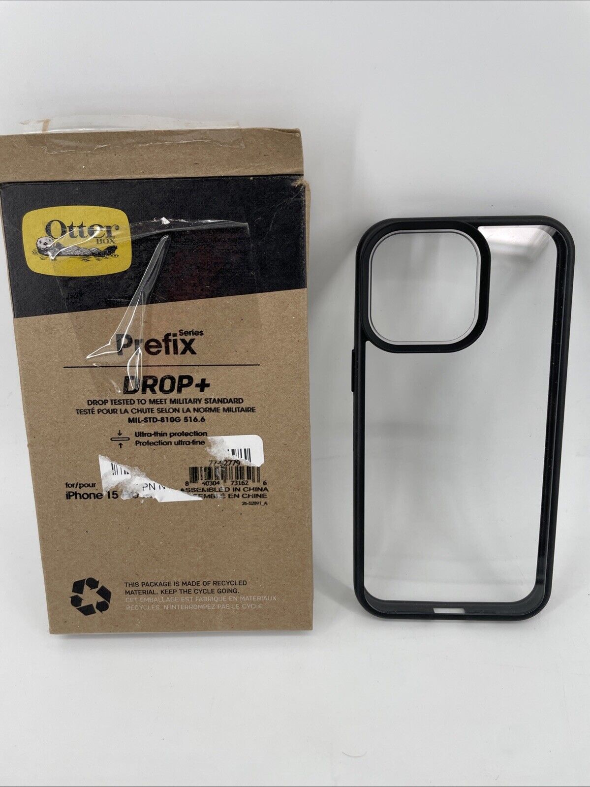 OtterBox iPhone 15 Pro MAX (Only) Prefix Series Case - Black Crystal, Ultra-Thin