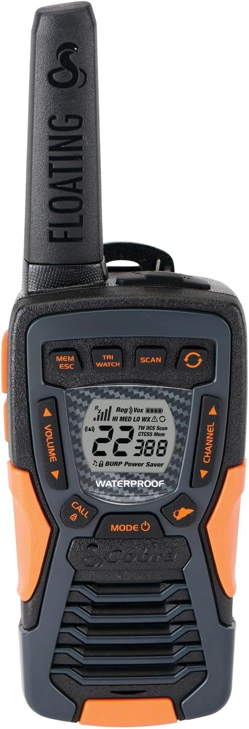 Cobra ACXT1037R FLT Floating Walkie Talkie - Waterproof, Rechargeable, Long Rang