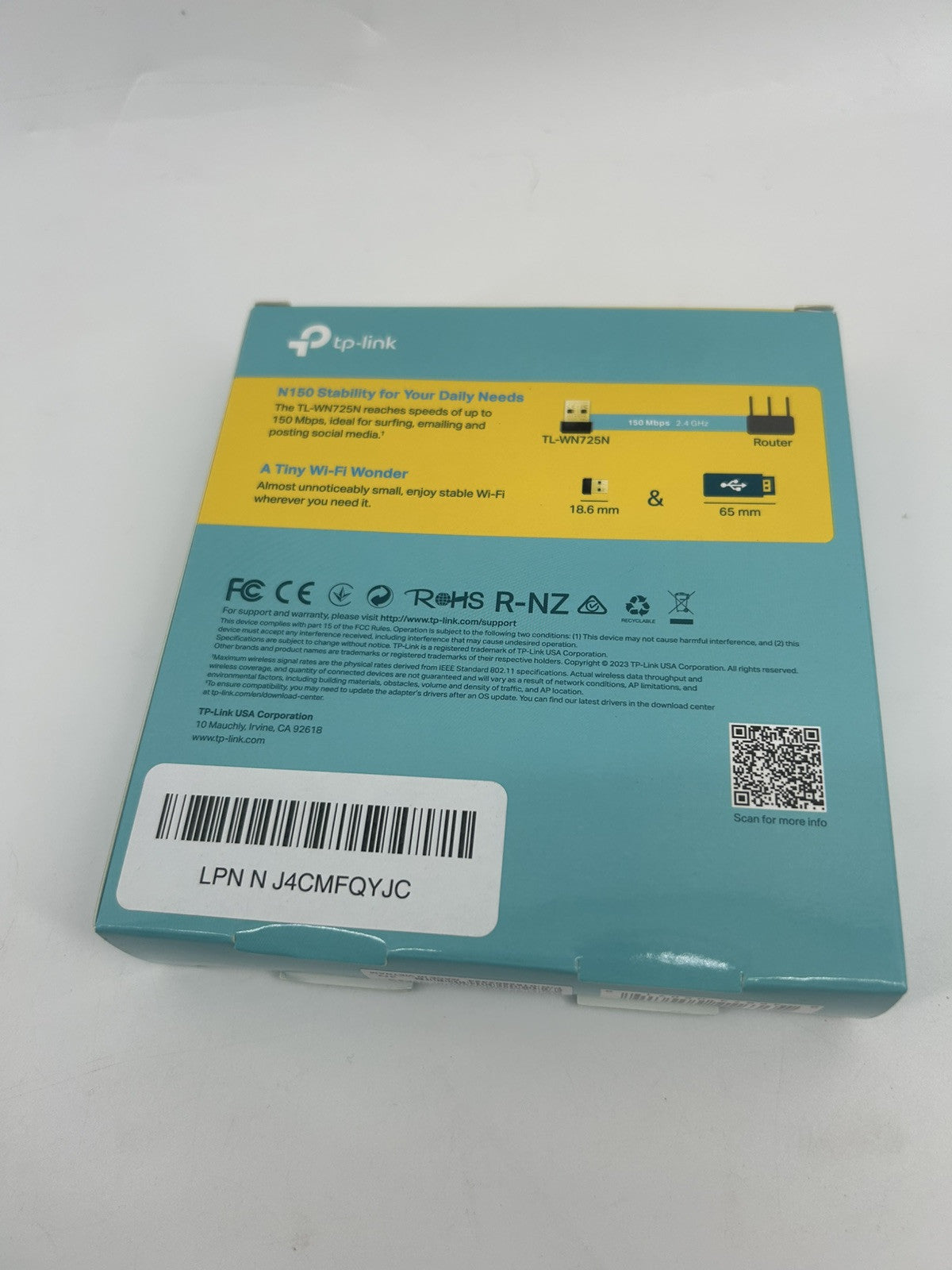 TP-Link TL-WN725N N150 150Mbps Wireless Nano USB 2.0 WiFi Network Adapter Dongle