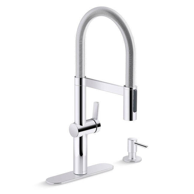 Kohler Koi Pre-Rinse Chrome Pull-Down Kitchen Faucet w/ Sprayer & Dispenser