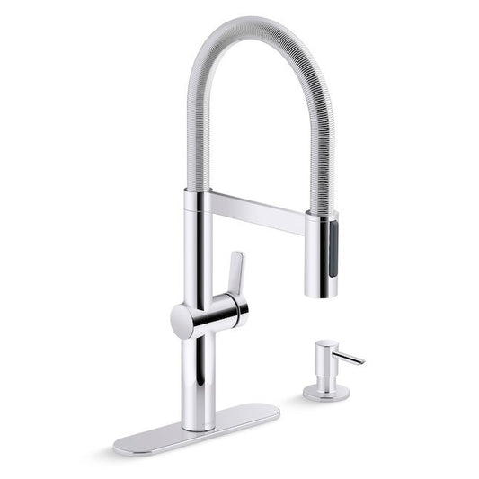 Kohler Koi Pre-Rinse Chrome Pull-Down Kitchen Faucet w/ Sprayer & Dispenser
