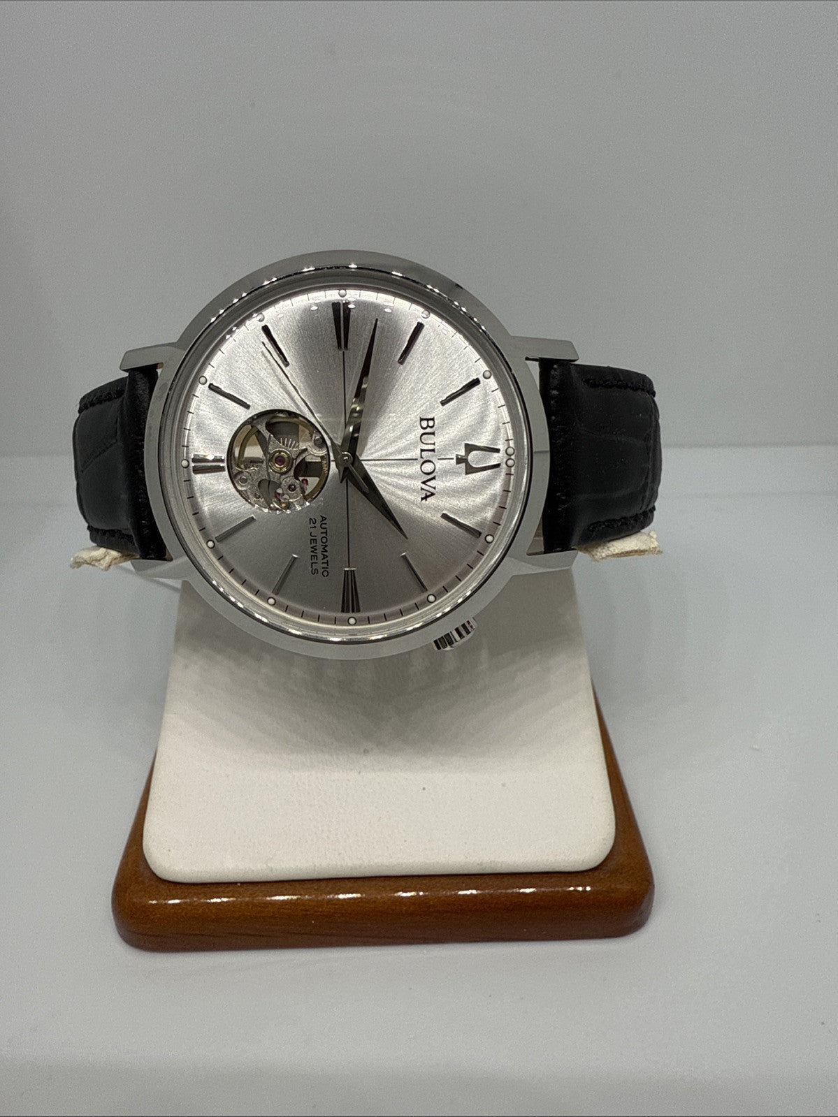 Bulova - Aerojet, Stainless Steel Black Leather Automatic Men's Watch - 96A315