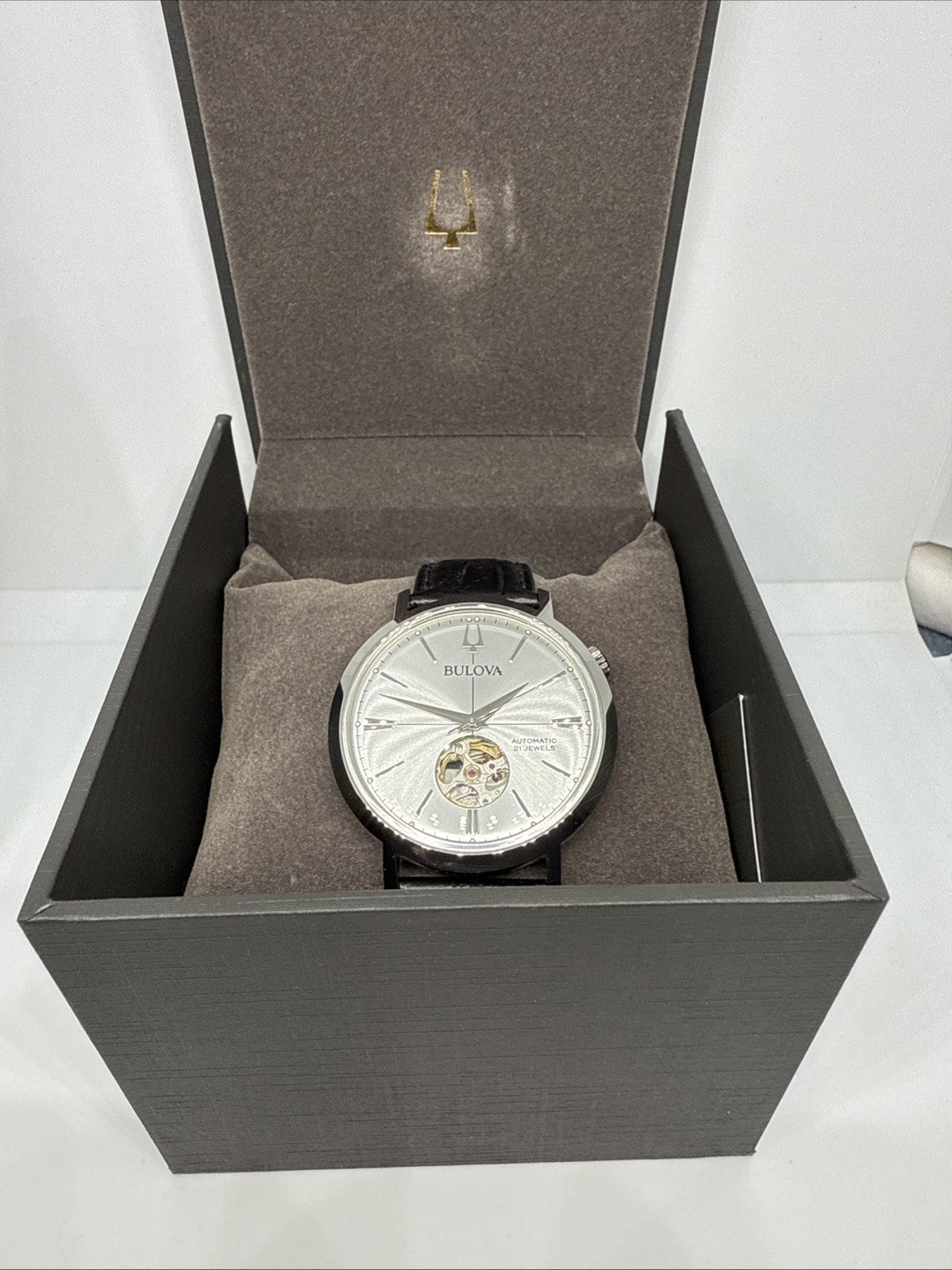 Bulova - Aerojet, Stainless Steel Black Leather Automatic Men's Watch - 96A315