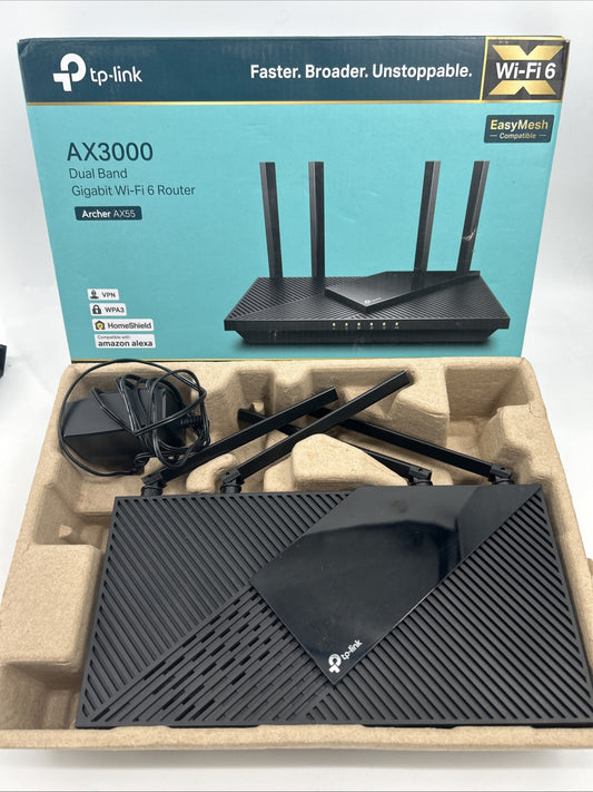 TP-Link AX3000 Dual-Band Gigabit Wi-Fi 6 Router - Home Shield Archer AX55