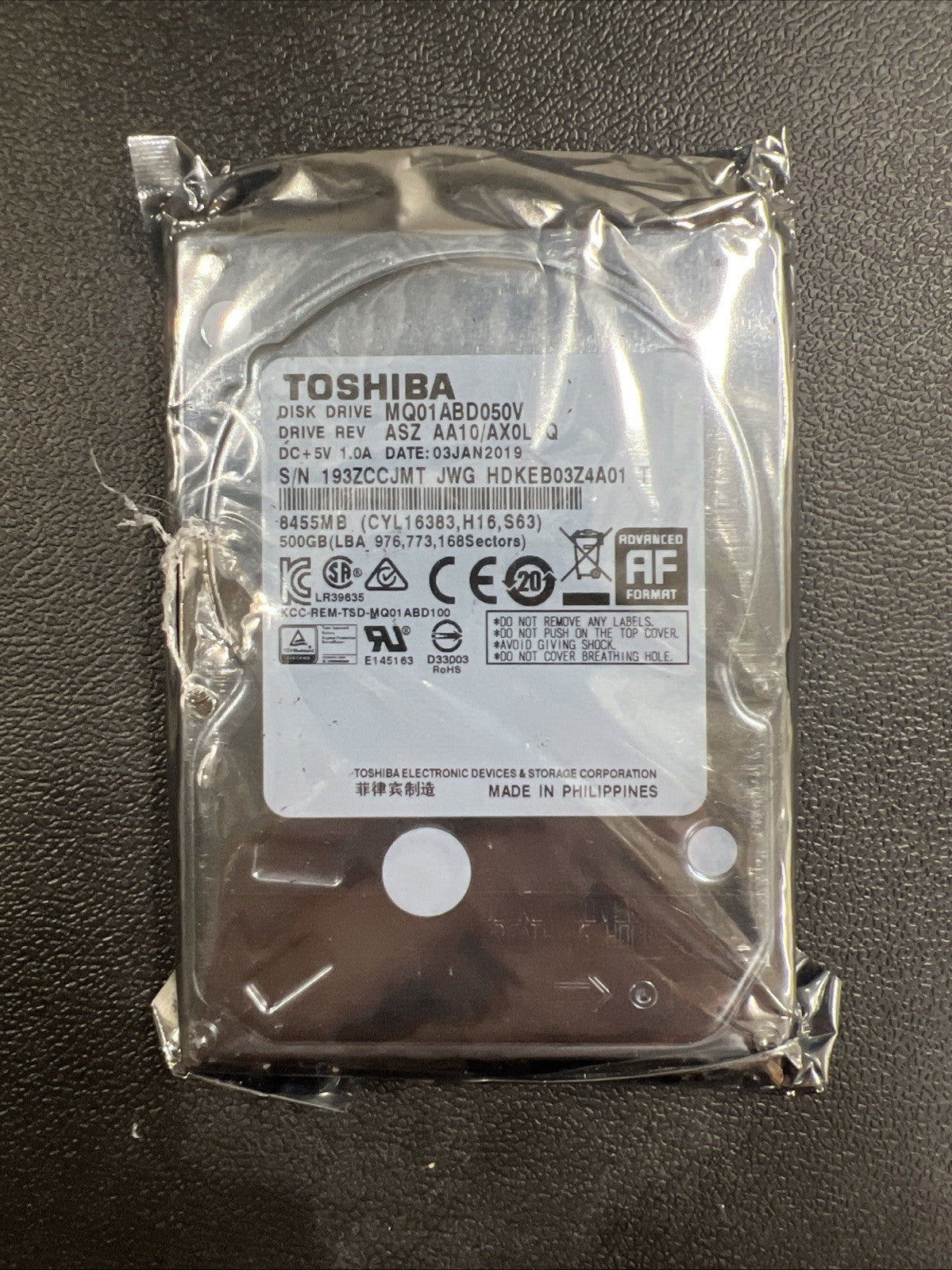 TOSHIBA 500GB 8MB 5400RPM SATA 3Gb/s 2.5" Notebook Hard Drive -MQ01ABD050V 