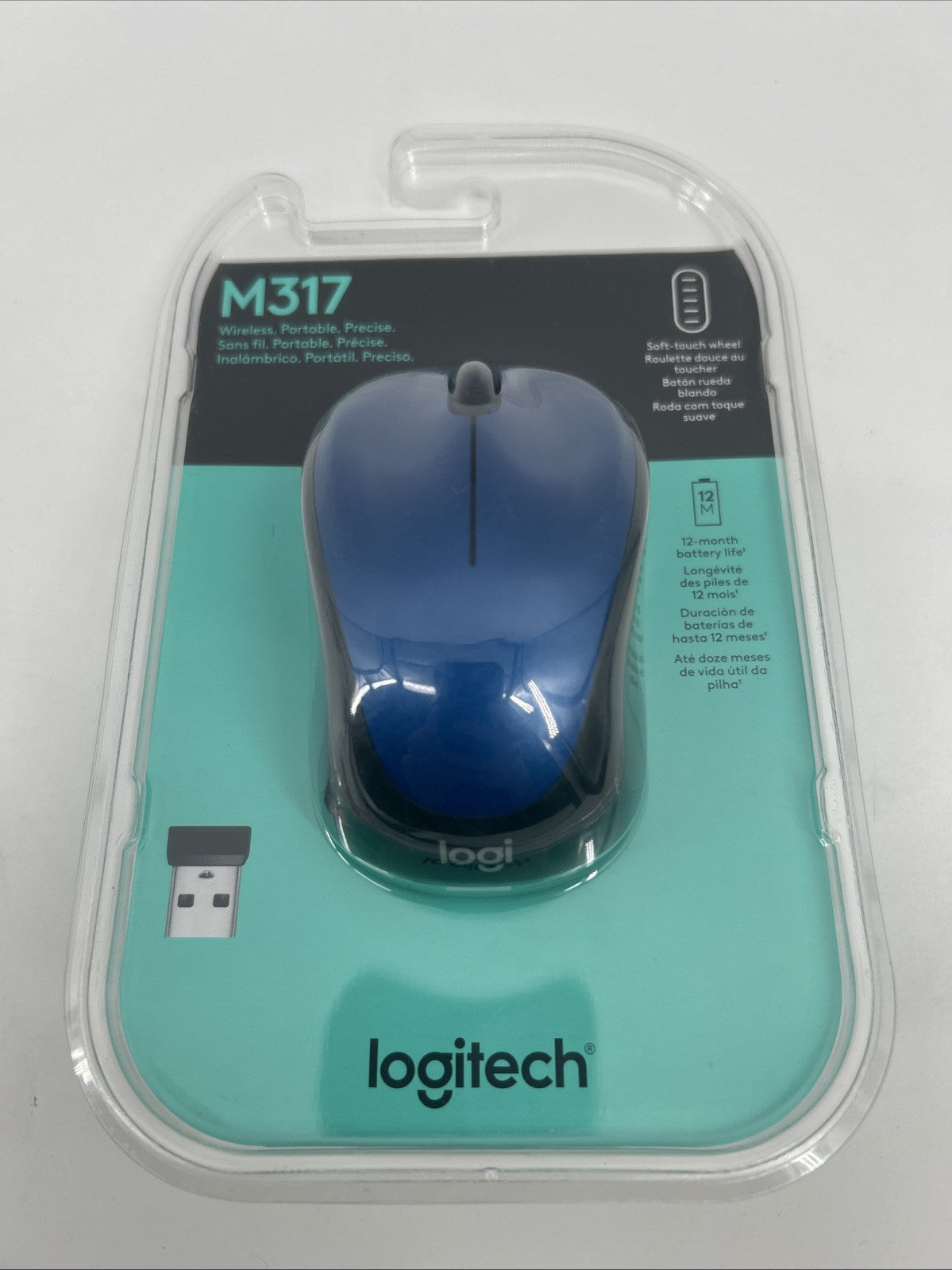 Logitech M317 Wireless Mouse for PC, Mac, Laptop, Chromebook, Blue