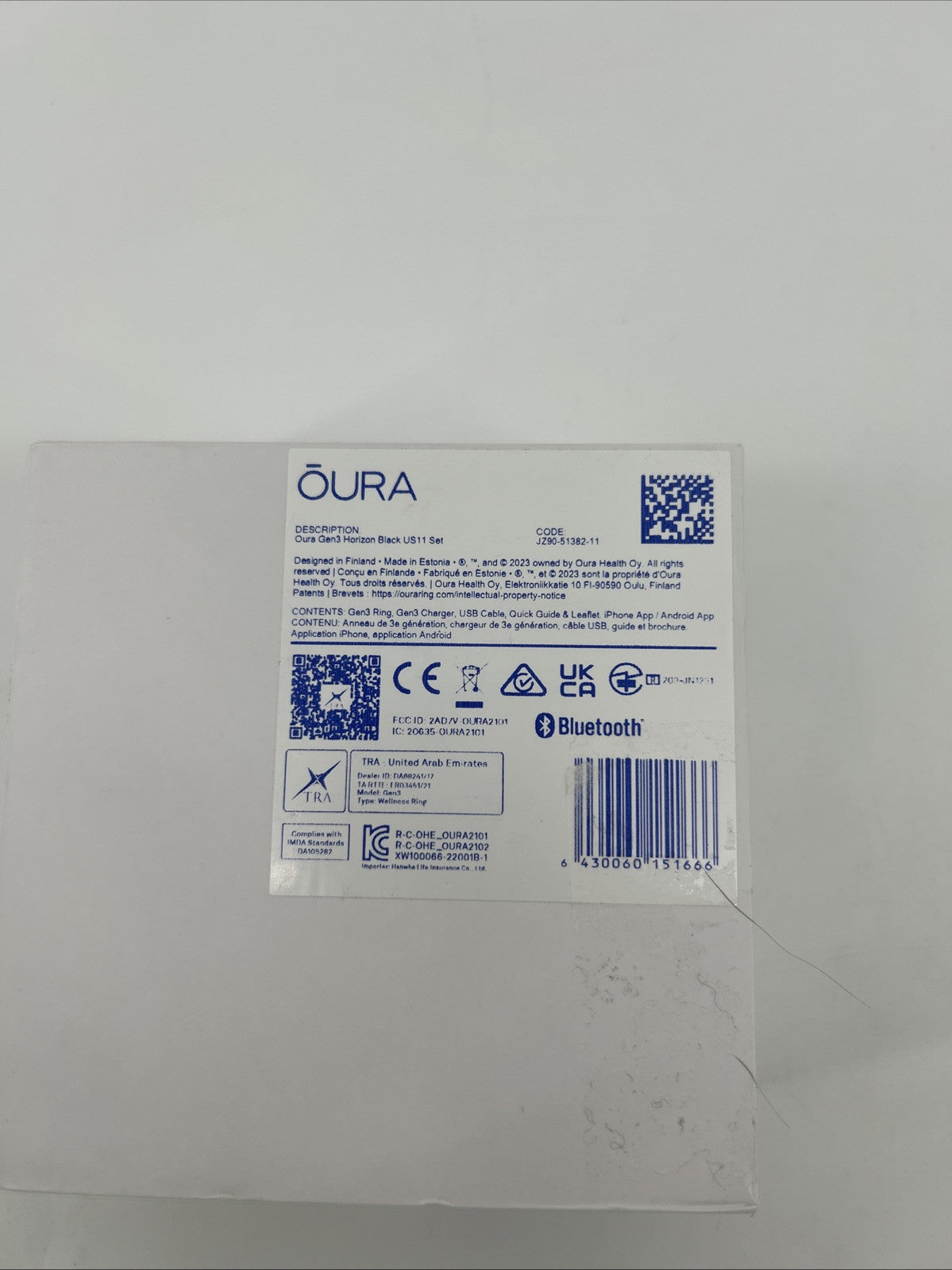 Oura Ring Horizon Gen 3 Smart Fitness Activity Tracker Black Noir US Size 11