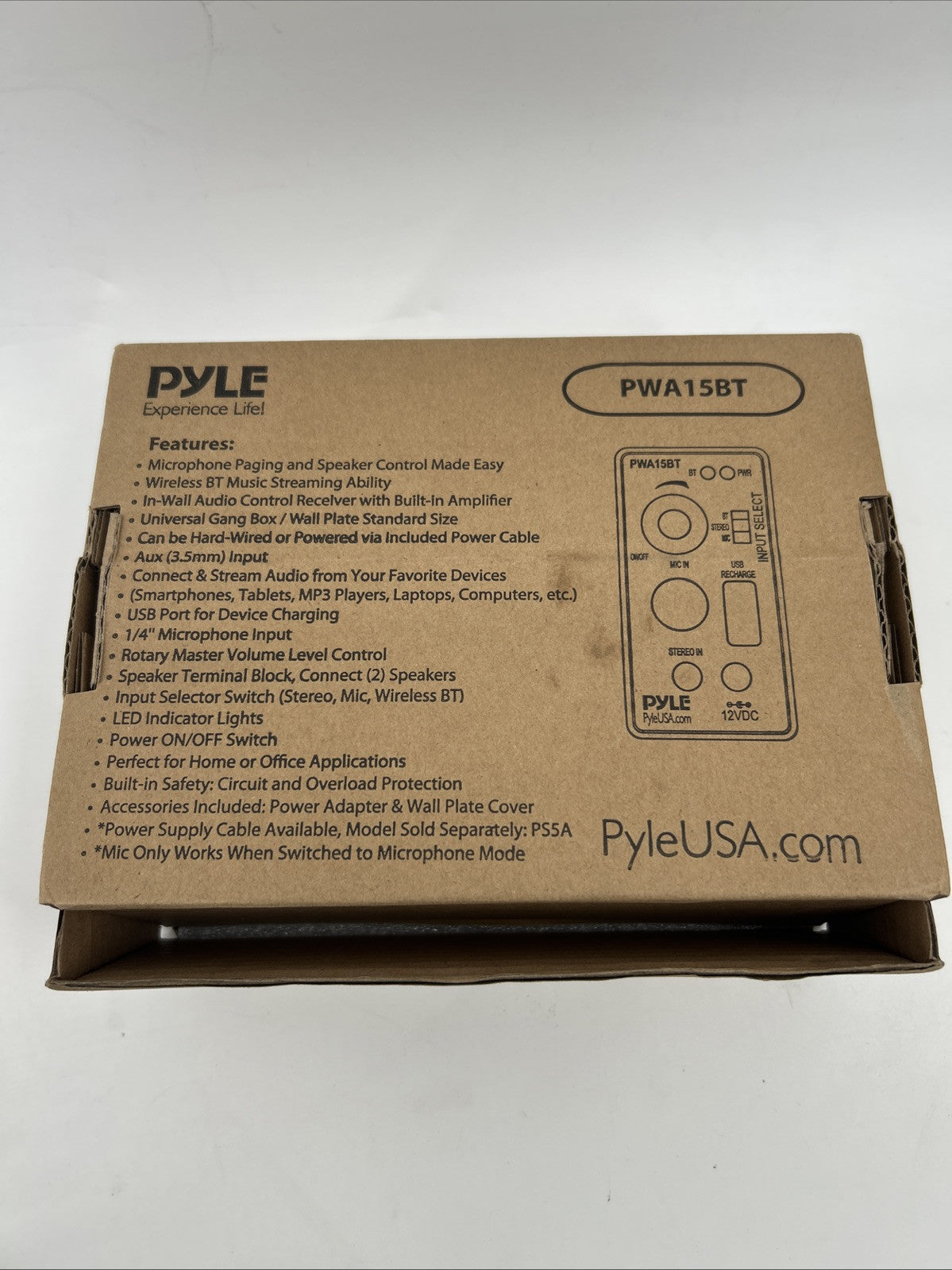 PyleHome PWA15BT Bluetooth In-Wall Receiver - Wall Plate Audio Control Amplifier