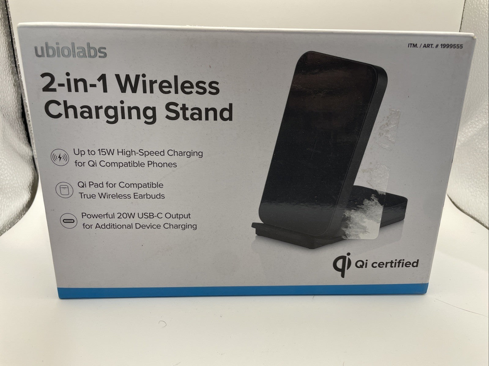 UbioLabs 2 in 1 Wireless Fast Charging Stand with 20W USB-C Power Delivery OPEN