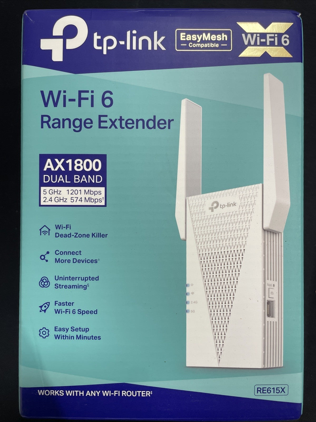 TP-Link AX1800 RE615X WiFi 6 Range Extender Dual Band Wireless Repeater