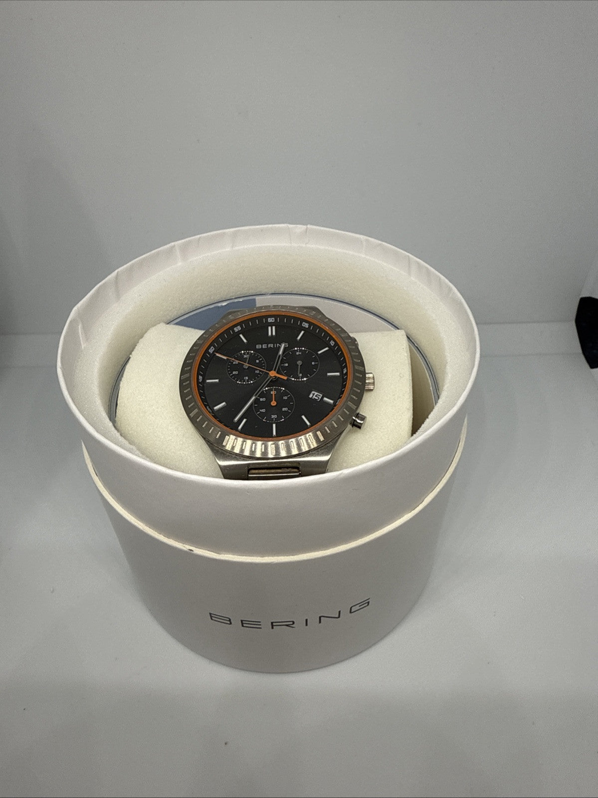 Bering Titan Chrono Men's Brushed Silver Black Dial Quartz Watch 11743-709