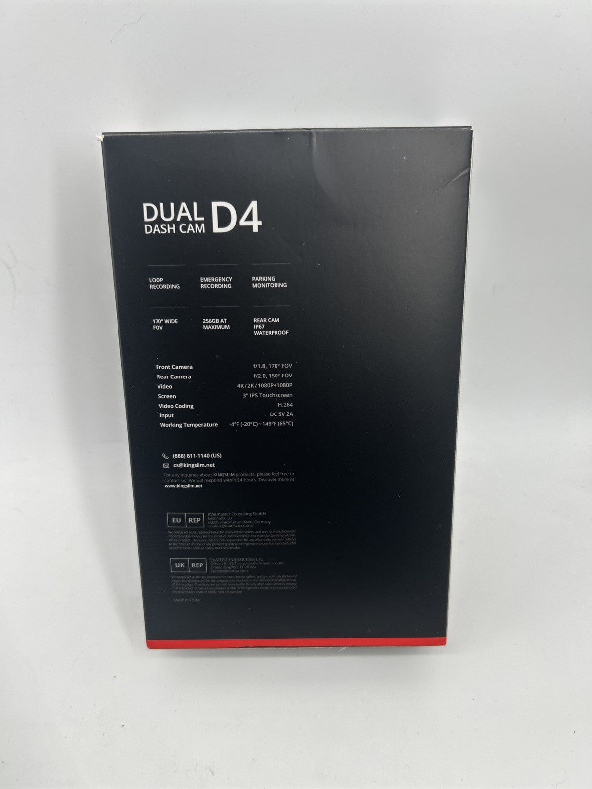 Kingslim D4 Dual Dash Camera - Black