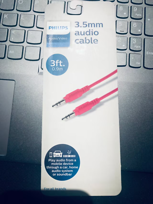 Philips Auxiliary Cable 3.5mm Basic 3ft Pink