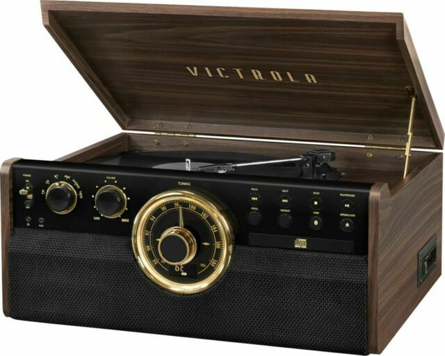 Victrola 7-in-1 Wood Bluetooth Mid Century Record Player with 3-Speed Turntable