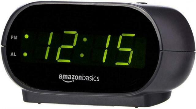 3 Pack Amazon Basics Small Digital Alarm Clock With LED Display Nightlight Black